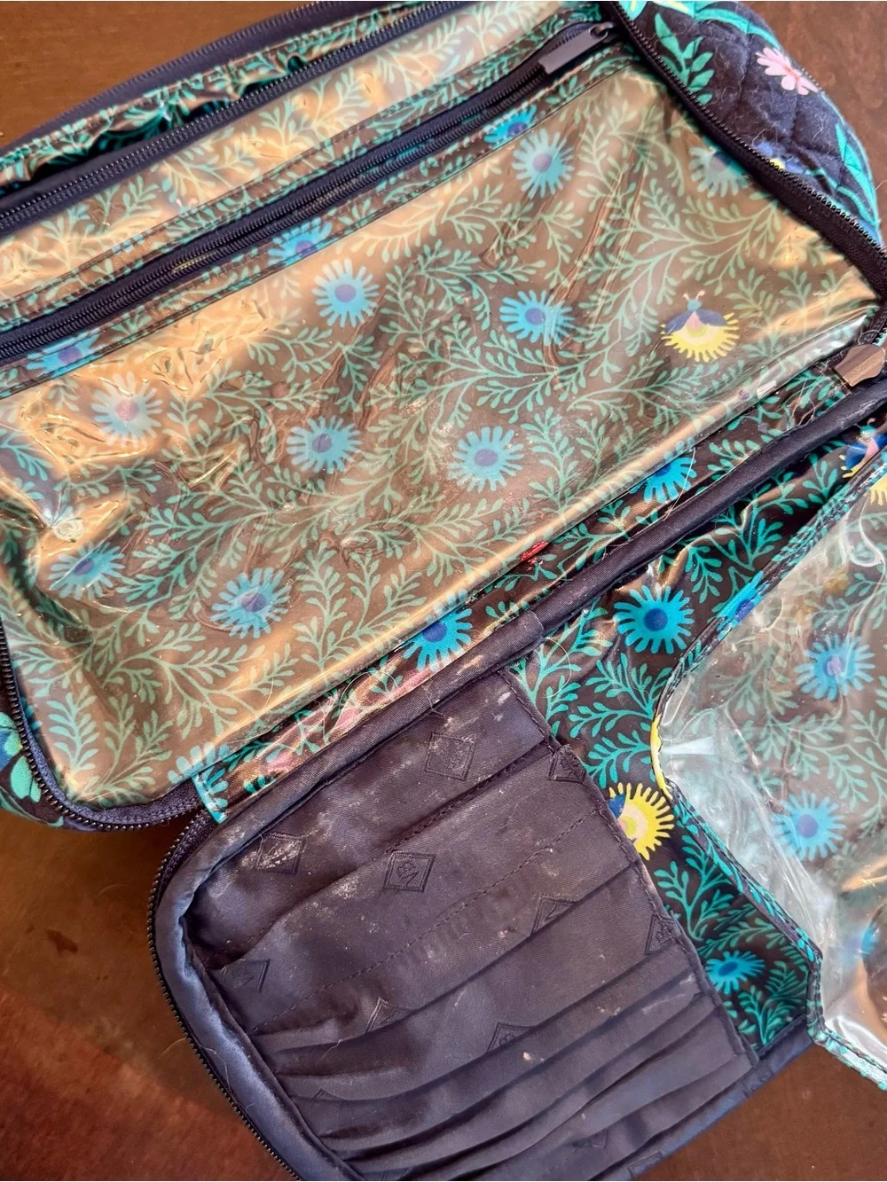 Vera Bradley Navy Floral Quilted Cosmetic Pouch